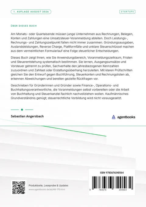 Rückseite: Umsatzsteuer-Voranmeldung für Start-ups