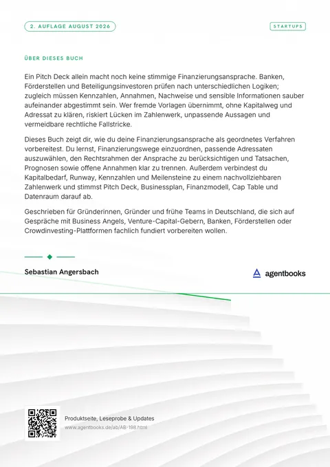 Rückseite: Pitch und Finanzierungsansprache für Start-ups