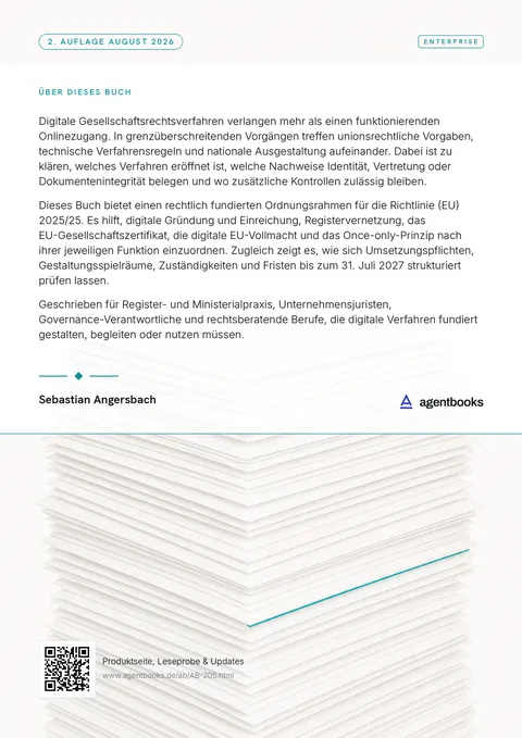 Rückseite: Digitale Gesellschaftsrechtsverfahren in der EU