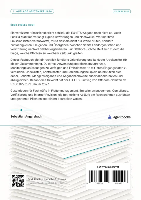 Rückseite: Maritimes EU-Emissionsrecht: Offshore, MRV und ETS