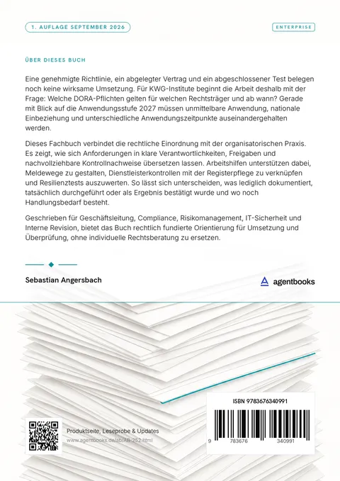 Rückseite: DORA für KWG-Institute: Anwendungsbereich und Umsetzung