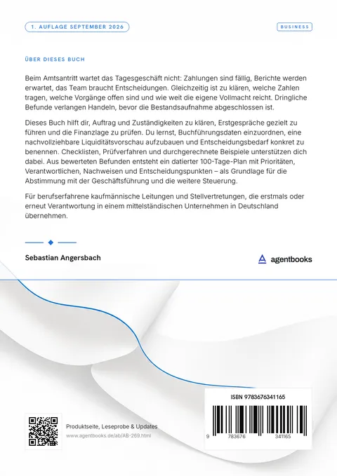 Rückseite: 100 Tage als kaufmännische Leitung